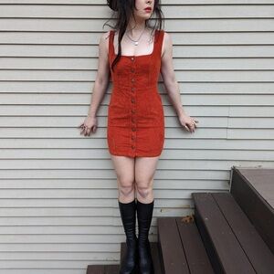 Elegant Rust Button-Down Dress